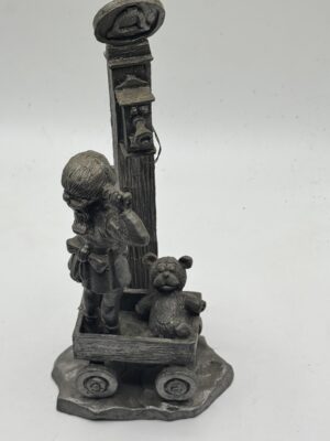 Michael Ricker Girl with Phone Wagon & Teddy Bear Pewter 623/3250