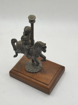 Michael Ricker Park Carousel Girl on Horse Pewter Sculpture